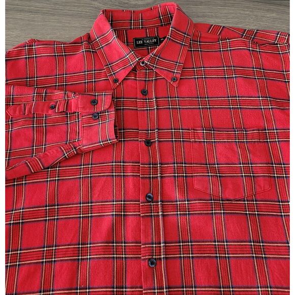 Lee Valley A Product of Ireland Mens XXL Red 100% Cotton LS  Flannel Shirt‎ - Picture 1 of 12